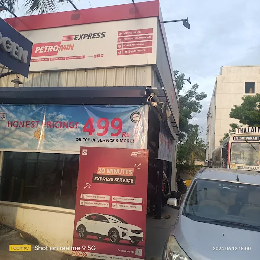 An overview of a service centre belonging to Petromin Express in Kattupakkam Chennai.