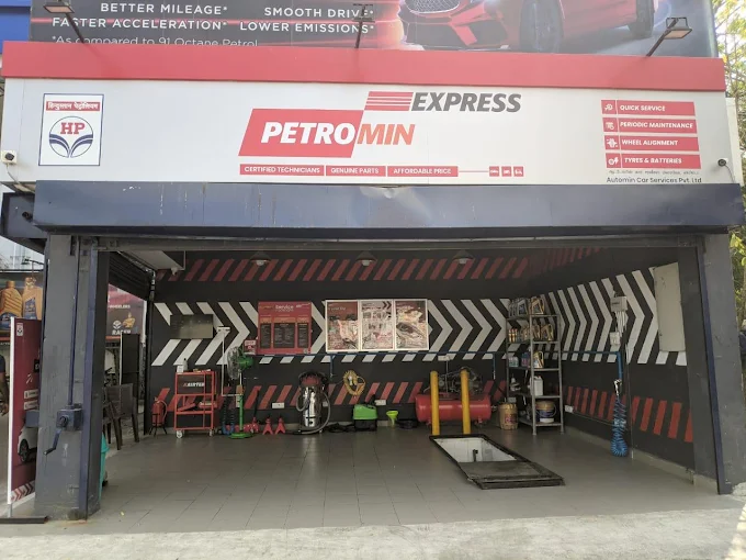 An overview of a service centre belonging to Petromin Express in Kilpauk Chennai.