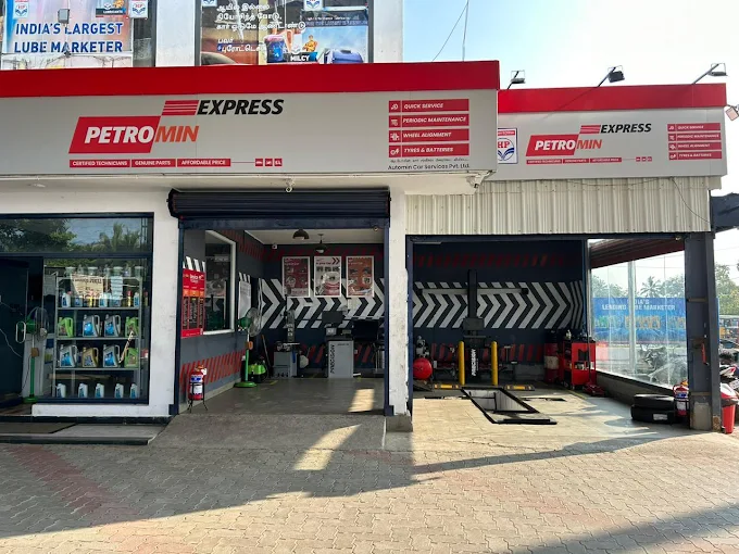 An overview of a service centre belonging to Petromin Express in Sholinganallur Chennai.