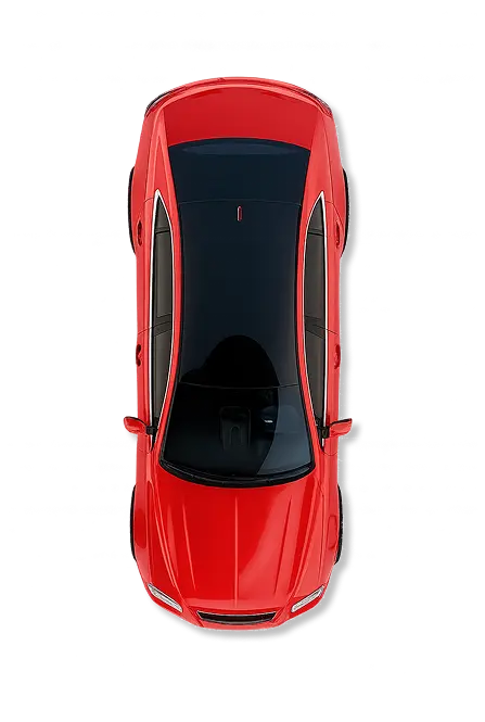 A car that moves when the website user scrolls across the About Us page.