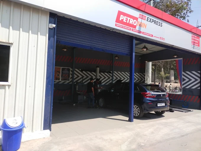 An overview of a service centre belonging to Petromin Express in Peenya Bangalore.
